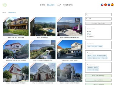 Website for sales, renting - real estates catalogue