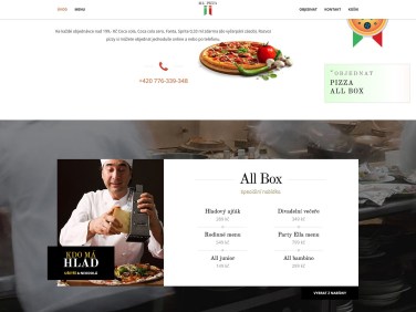 Website for Restaurant Front Page