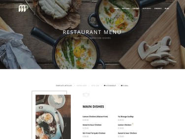 Website for Restaurant full menu